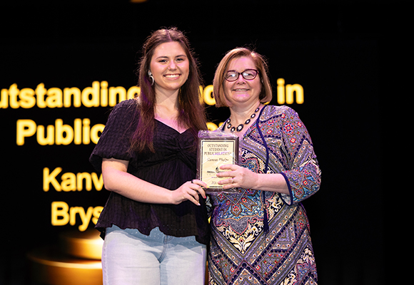student receiving award