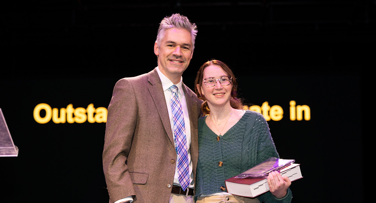 student receiving award
