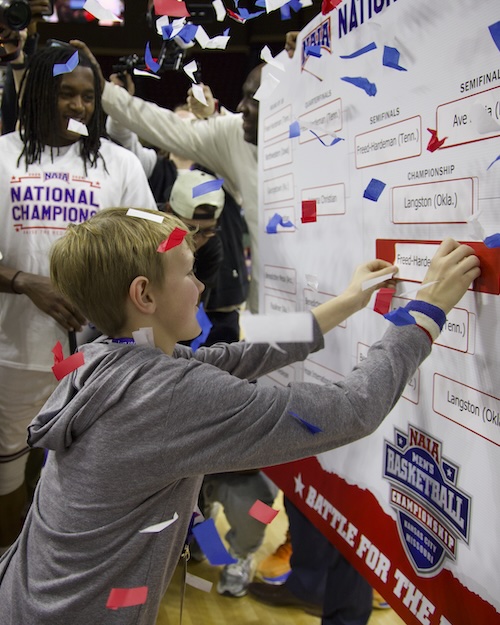 Kid putting FHU as the winner on the NAIA Championship bracket