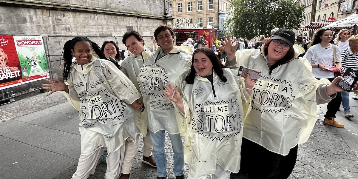 FHU theatre students on the streets of Edinburgh, Scotland