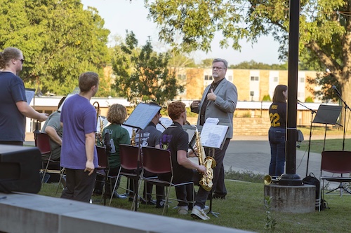 Dr. Michael Yopp directs the Jazz Ensemble during a recent performance.