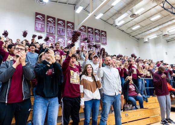 Students cheer in FHU gym.