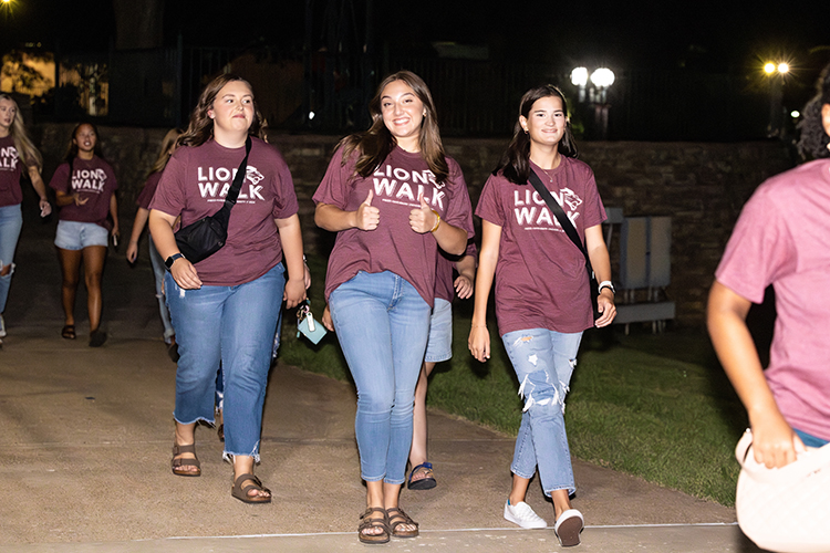 students during the lion walk
