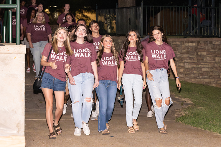 students during the lion walk