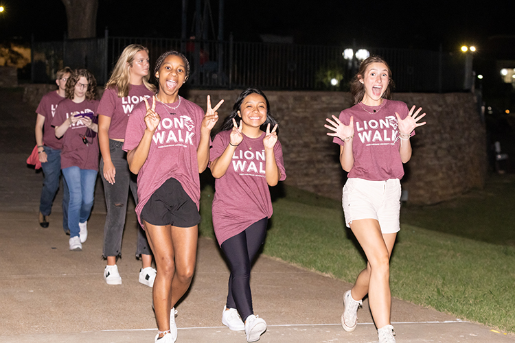 students during the lion walk