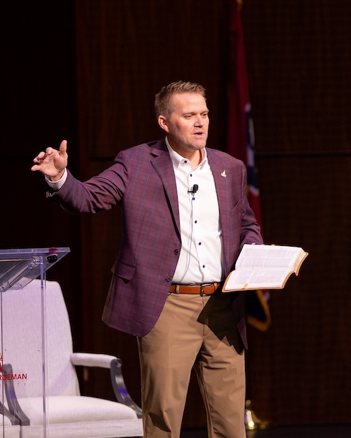Keith Harris leading his first chapel at FHU