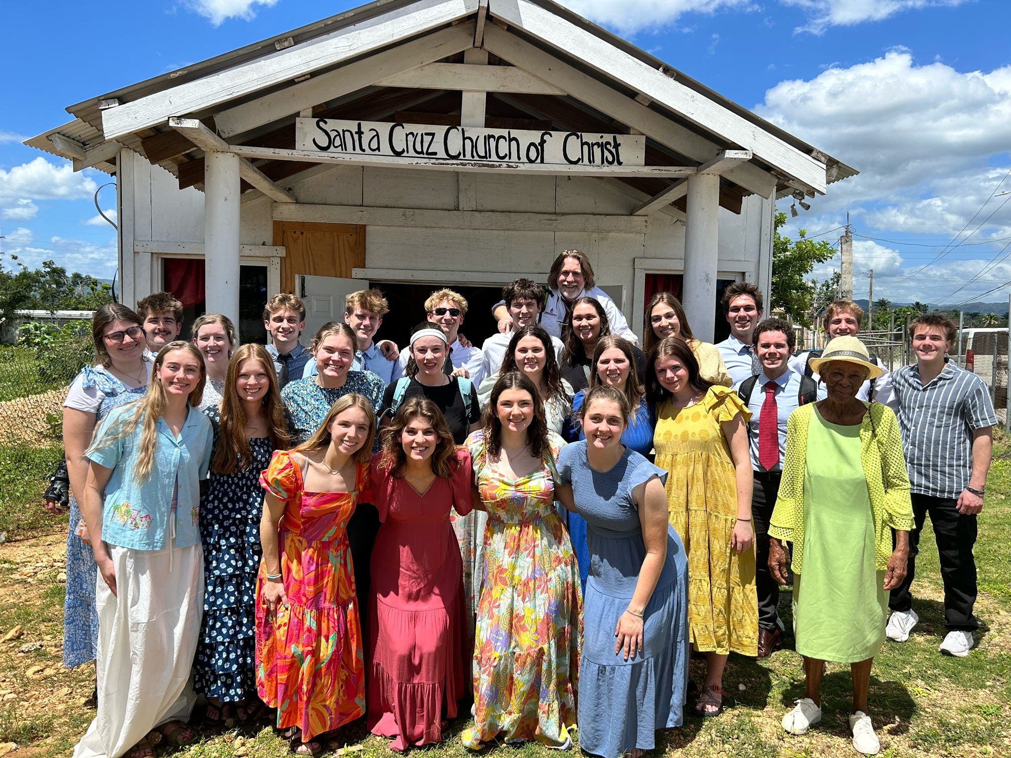 Omega Chi student group with a Santa Cruz Church of Christ member.