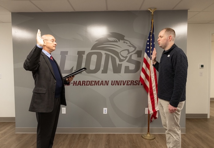 Spenser Alsup taking the oath of office to become an officer in the U.S. Air Force