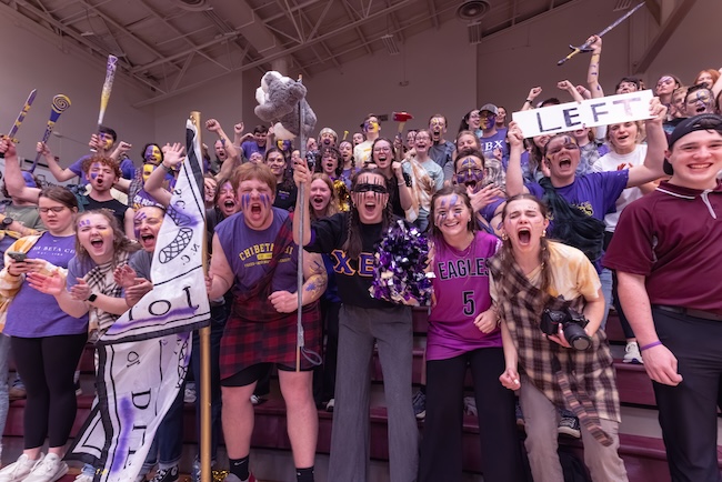 Chi Beta Chi students cheer for Hoop It Up