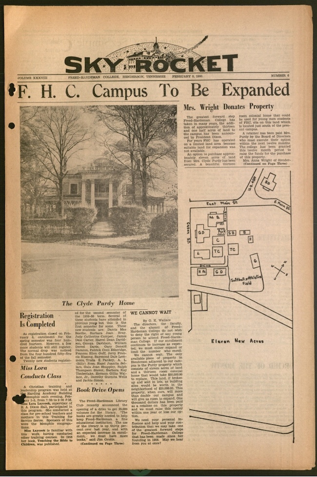 Front page of a 1960 edition of the FHC Sky Rocket newspaper