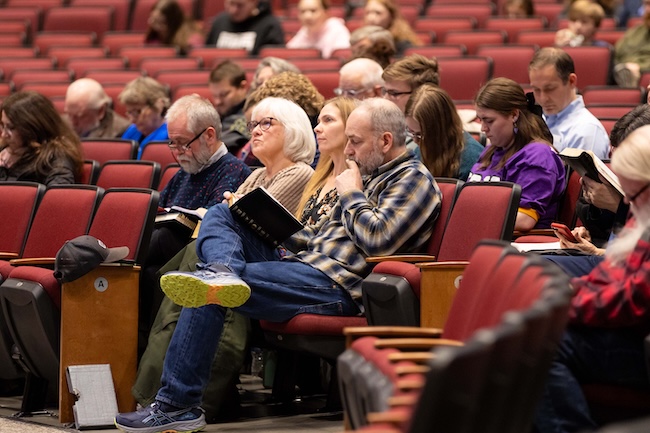Guests of the Spiritual Growth Workshop sit in Dryden Auditorium