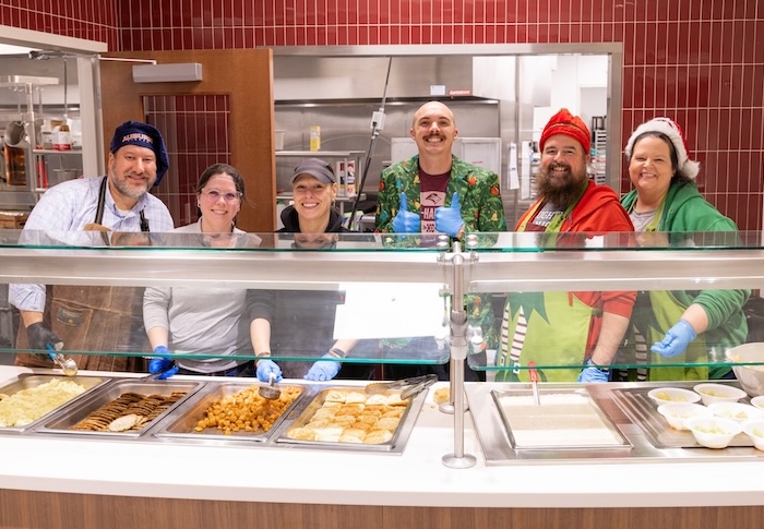 FHU faculty and staff serve students breakfast during finals week