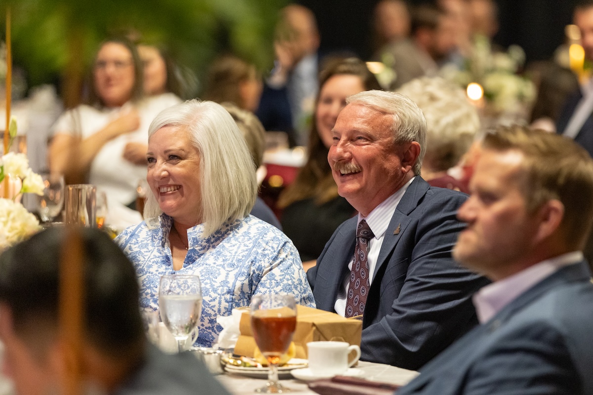 David and Tracie Shannon are honored at a dinner in Brewer Sports Center.