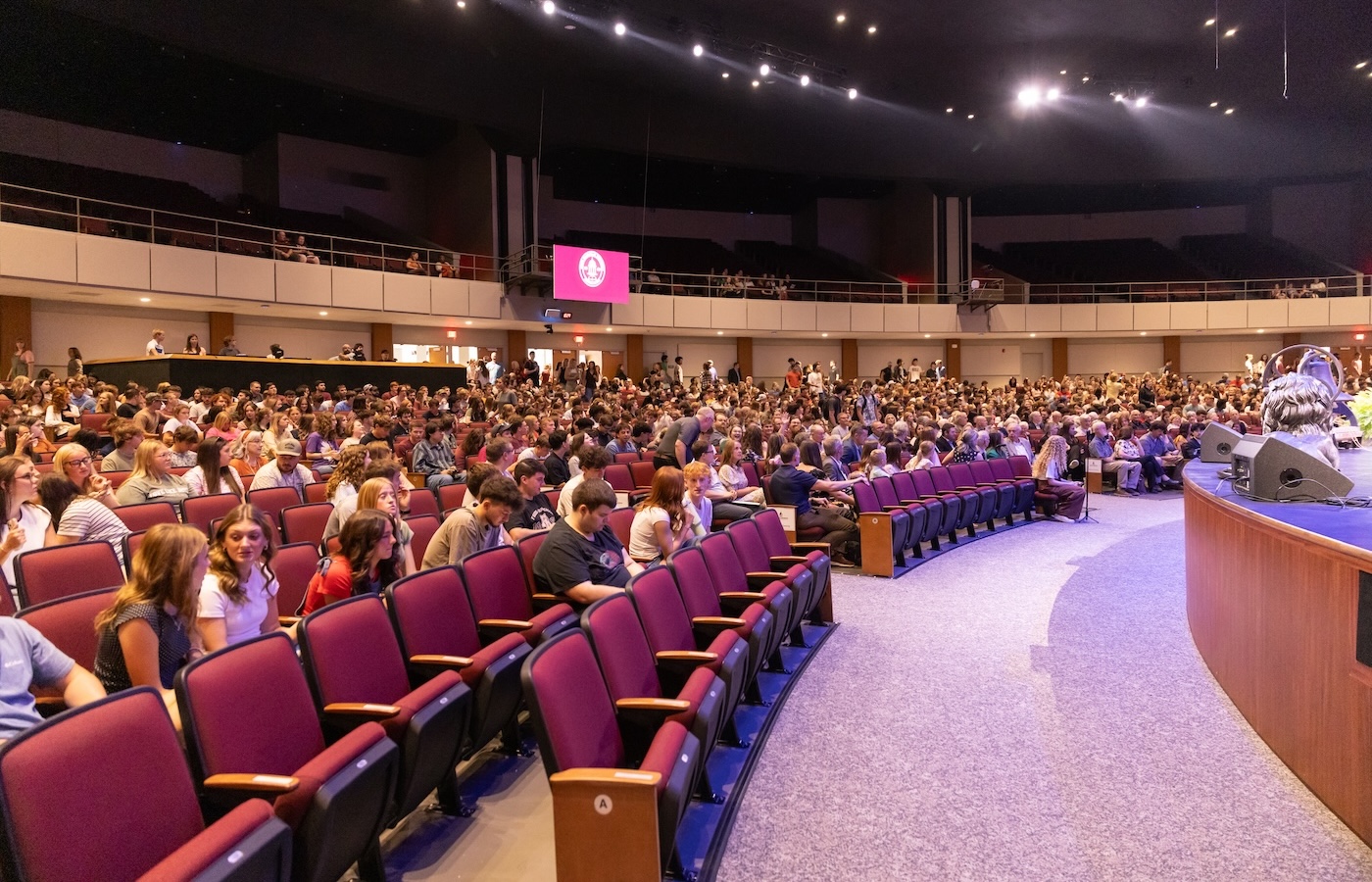 FHU students and guests in Dryden Auditorium before the Tolling of the Bell